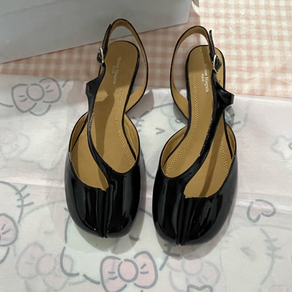 Maison Martin Margiela Black Patent Slingback Flats